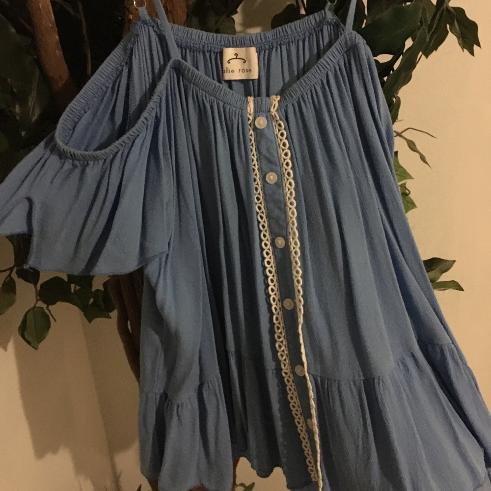 Allie rose baby blue off shoulder shirt